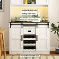 thumbnail image 3 of 72" Coffee Bar Cabinet with Sliding Barn Door and Wine Glass Rack, Farmhouse Large Kitchen Hutch with Power Outlet and LED Light, Pantry Cabinet for Living Room, White, 3 of 6