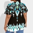 thumbnail image 3 of Resivox Womens Plus Size Tops 4x-5x Trendy Crew Neck Henley T Shirts Floral Henley T-Shirt Short Sleeve Button up Shirts Large Casual Tunic Tops Light Blue 2XL, 3 of 5