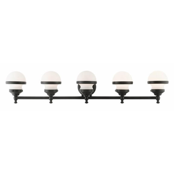 5 Light Bathroom Light in Modern Style 42.5 inches Wide By 8.25 inches High-Black Finish Bailey Street Home 218-Bel-4188781
