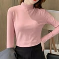 thumbnail image 6 of Arlun,Women's Turtleneck Neck Tshirts Oversized Long Sleeve Slim Fitted T Shirts Casual Soft Comfortable Lightweight Solid Color Basic Tops for Fall Winter 2025 Pink XL, 6 of 9