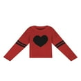 thumbnail image 3 of Pull pour Femmes Manches Longues Col Tricoté Cœur Ample Fête de Rue Chemise Décontractée Rose TG, 3 of 5