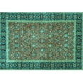 thumbnail image 1 of Ahgly Company Machine Washable Indoor Rectangle Persian Turquoise Blue Traditional Area Rugs, 7' x 9', 1 of 4