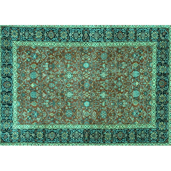 Ahgly Company Indoor Rectangle Persian Turquoise Blue Traditional Area Rugs, 7' x 9'