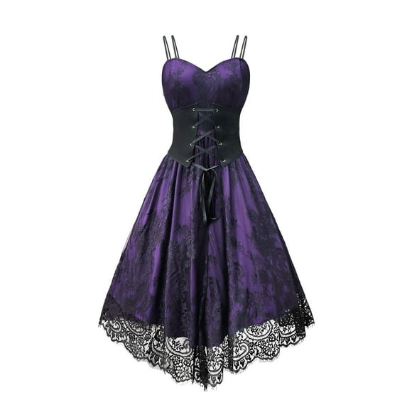 Baikeli Clearance Dresses Summer Women Clothes Women's Fashion Fallow Tube Summer Gothic Lace Splice Suspenders Dresses Women's Dress