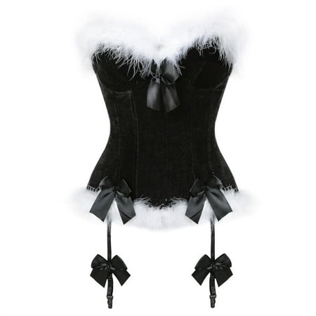 YOTMKGDO Valentines Day Lingerie  Bodysuits for Women  Women S Lace Up Vintage Boned Bustier Corset with Garters Women S Christmas Lingerie Is Playful and Cute (#1 Black  XL)