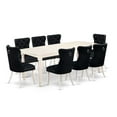 thumbnail image 4 of Modern 9 Piece Dining Set - Linen White Table & 8 Chairs - Kitchen Set, 4 of 7