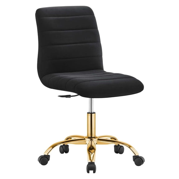 Modway Ripple Armless Performance Velvet Office Chair in Gold Black