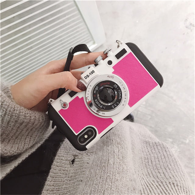 New Emily in Paris Phone case Vintage Camera Compatible for iPhone 11 PRO MAX/X/XS/MAX with Long Strap Rope for XR