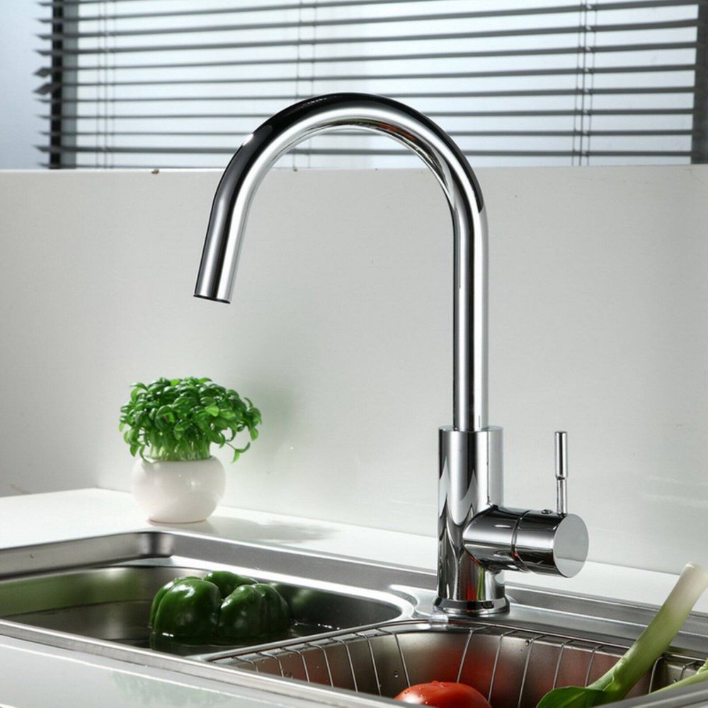 RUNFINE SingleHandle Sprayer Patented Design Kitchen Faucet Chrome