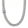 thumbnail image 4 of Silver Miami Cuban Link Chain Men Hip Hop Rapper Curb Music Necklace Rhinestones, 4 of 9