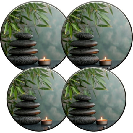 

Electric Stove Burner Covers 4 Pcs Round Gas Burner Cover 8 and 10 Inch candle and some rocks on table