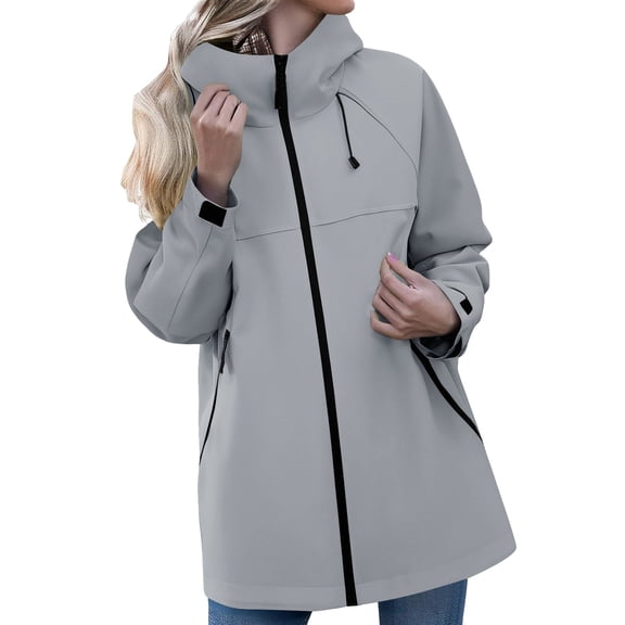 Luvrsol Womens Waterproof Rain Jacket Outdoor Shell Coats Breathable Hooded Windproof Rain Coat for Daily & Hiking S-2XL