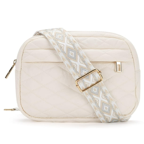 Bandolera MAXTOP pequeña acolchada de nailon con correa ajustable, color beige