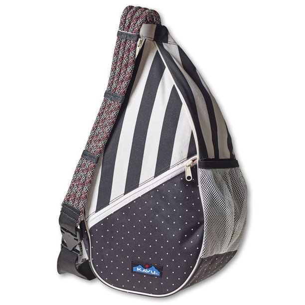 KAVU Paxton Pack Rope Sling Crossbody Bag Black N White