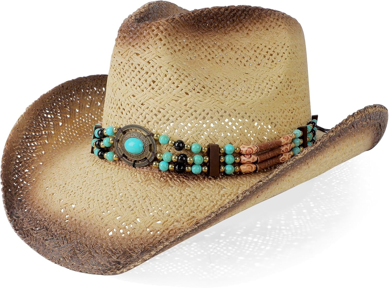 7739 Cowboy Hat Wide Brim Travel Cap Western Cowgirl Outdoor Sun Protect Straw Cowboy Hat for Men Women Wide Brim Sun Hat Cowgirl  main image 3