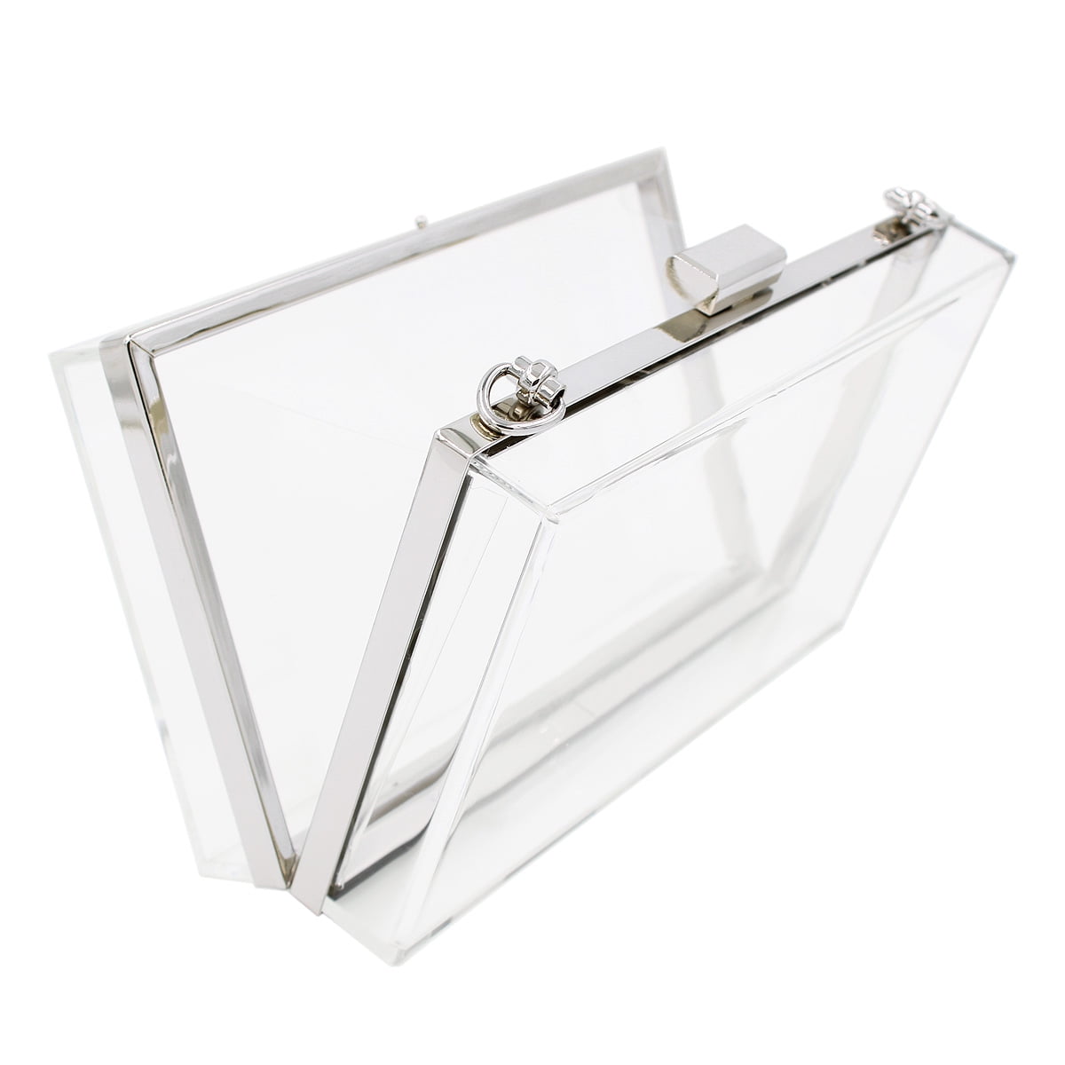 Clear Acrylic Quilted Top Handle Box Clutch Bag Handbags