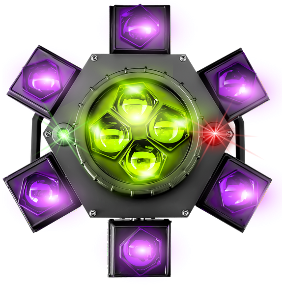 Cabeza móvil Super Brigth HELICOPTER 10 leds de 10w 540 grados láser