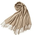 thumbnail image 6 of Delayuji Pashmina Scarf for Women Scarf for Women Women Pashmina Scarf Soft Solid Plain Shawl Wrap Fashion Warm Neck with Fringes A Brown, 6 of 6