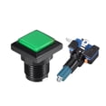 thumbnail image 2 of Juego de botón pulsador 34x34 cuadrado 12V interruptor pulsador iluminado LED con microinterruptor para juegos de video de arcade verde 5 piezas, 2 of 5
