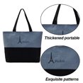 thumbnail image 3 of Las bolsas de asas grandes respetuosas del medio ambiente del viaje para las mujeres para ir de compras,La bolsa de asas de la lona con la cremallera, 3 of 5