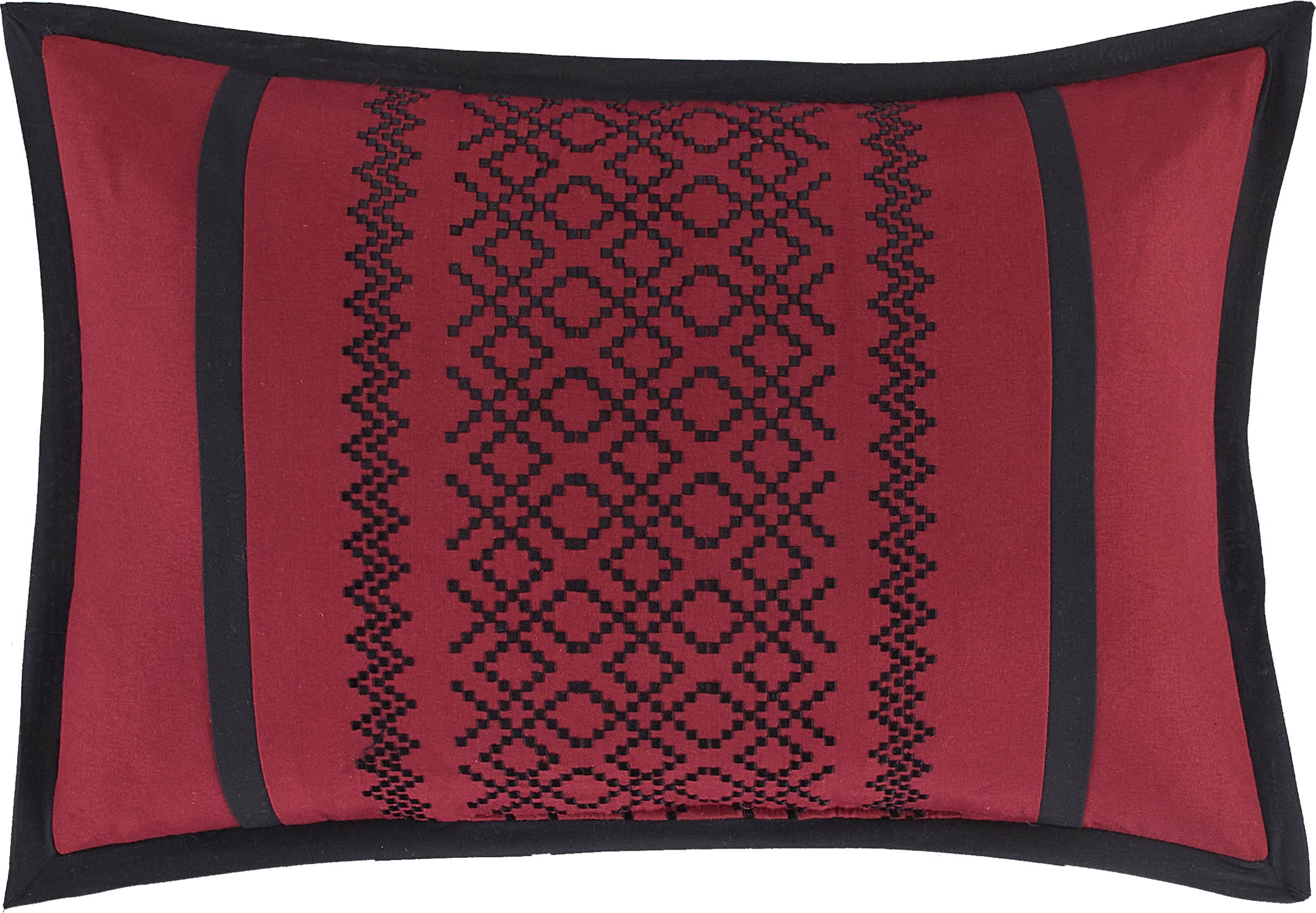 Nanshing Jamie 7 Piece Geometric Comforter Set, Black/Red, California King
