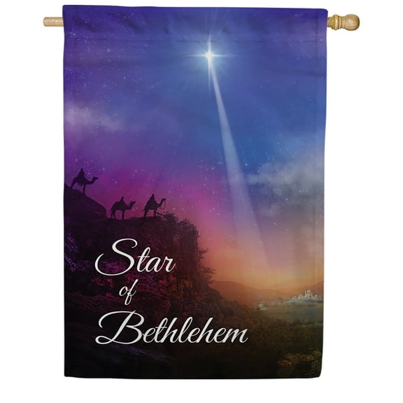 America Forever Star Of Bethlehem Christmas House Flag, 28 x 40 inch Double Sided, Three Wise Men Journey Jesus, Nativity Scene Holiday Banner, Religious Outdoor Seasonal Decoration