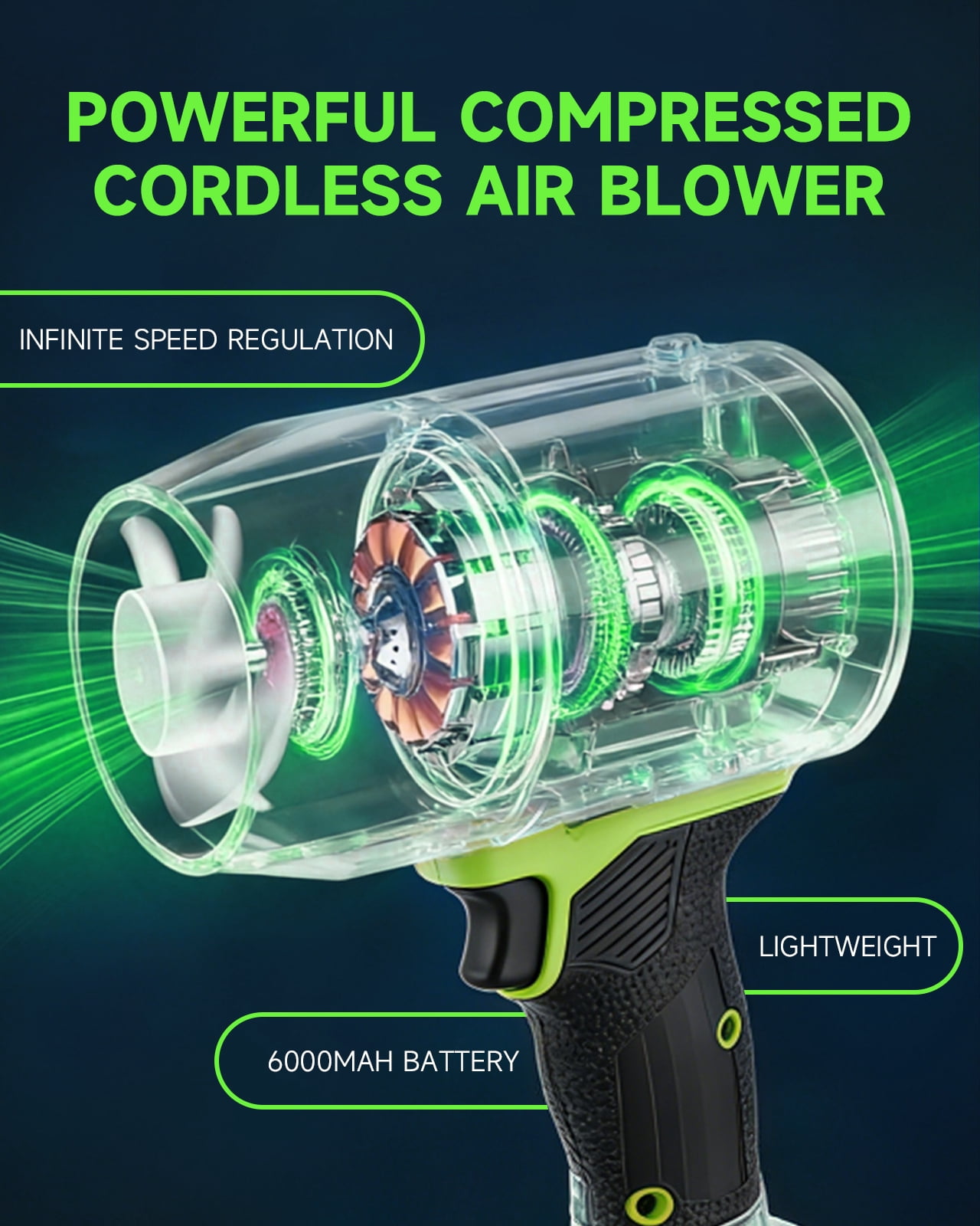 Cordless Leaf Blower Handheld with 6.0Ah Battery & Charger - 21V Battery Powered, 600 CFM 32000 RPM High Speed, 1200G Wind Force, Lightweight Leaf Blowers for Lawn Care, Car Drying