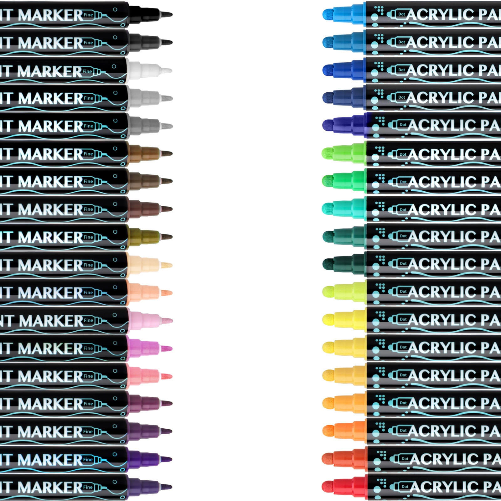 Double Ended Acrylic Marker for Drawing Scrapbooking, 12/24/26/30 Colors Acrylic Paint Pen Quick Drying Water Resistant