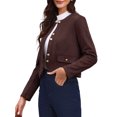 thumbnail image 4 of INSPIRE CHIC Button Down Coat for Women Long Sleeves Crew Neck Vintage Jackets XS Dark Brown, 4 of 6
