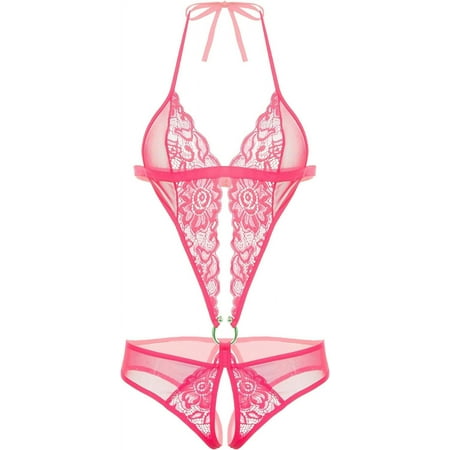 MAOYA Women Deep V Lingerie Lace Teddy One Piece Babydoll Mini Bodysuit