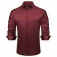 thumbnail image 2 of BRGZLK Men Business Casual Satin Shirt Long Sleeve Turn Down Collar Trendy Cozy Button Up Shirt Top Party Shirt Wine XL, 2 of 5