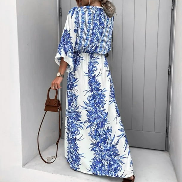 Elegant & Sexy Aayomet Sleeveless Women's Long Dress, V-Neck Floral Print,  Summer Semi-Formal, Blue XL - Walmart Business Supplies