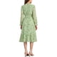 thumbnail image 3 of Vestido de mujer Inspire Chic con flores, cuello alto, volantes, mangas largas, fluido, de gasa, corte A, midi, verde, talla S, 3 of 6