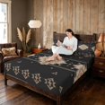 thumbnail image 3 of Manfei Boho Aztec Queen Sheets, Black Beige Tribal Geometric Queen Sheet Sets, Black Reversible 4-Piece1 Flat Sheet + 1 Fitted Sheet + 2 Pillowcases, 3 of 6