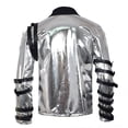 thumbnail image 4 of Pop Star Halloween Costume Faux Leather Jacket for Rock Star Role Play Dress Up Performance Outfit Stage Wear L, 4 of 8