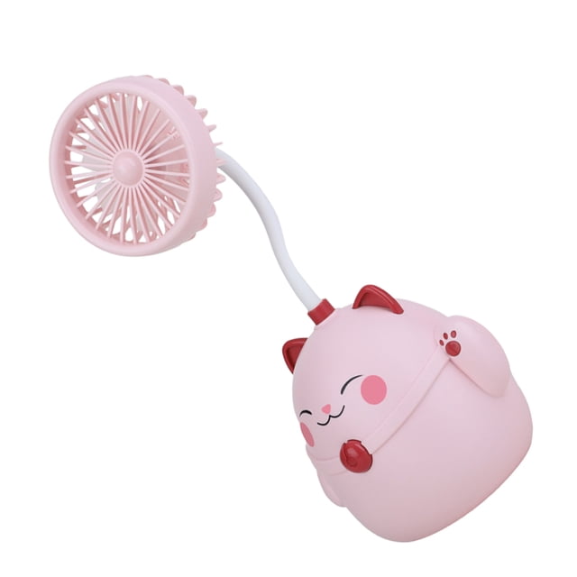KAKOWELY Back to School Pink Portable Desk Fan with Pen Holder for ° Rotation Plastic Storage Box