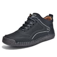 thumbnail image 5 of PLERISE Men's Mid-Top Casual Handmade Leather Shoes, Vintage Stitched Barefoot Design, Comfortable Spring and Autumn Footwear for Walking, Travel, and Everyday Wear, 5 of 9
