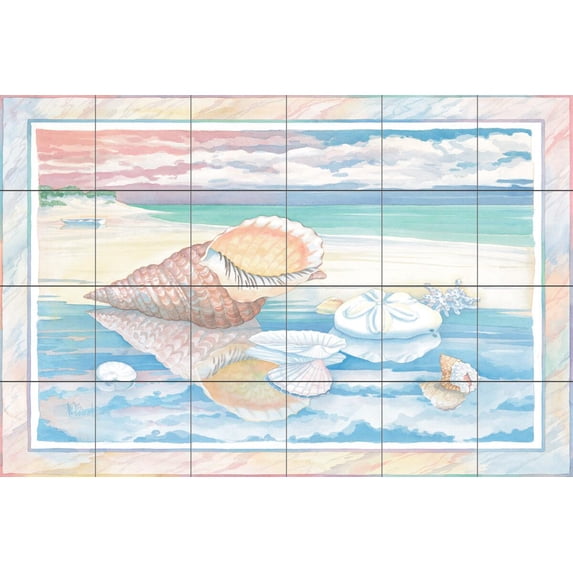 Tile Mural Bathroom Backsplash - Shoreline Triton - by Paul Brent