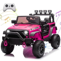 Okybaby 24V Kids Ride on Jeep Car with Parents Remote,400W Motor, Electric Power Ride on Toy Car with High Chassis, Four-wheel Suspension, LED Light,USB,Bluetooth,MP3 for Kids Aged 3 ,Pink