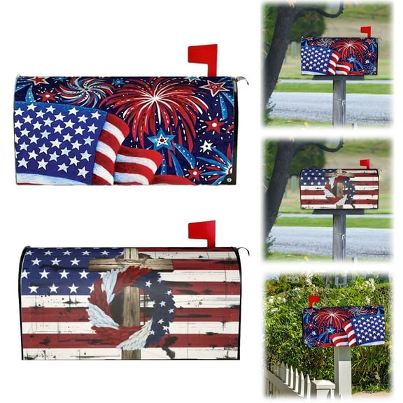 Christmas Ornaments Clearance! 1X Dust Cover Magnetic Mailbox Cover Oxford Cloth Decorative Mailbox Printed Fabric Waterproof 2024 Dust Cover Blue