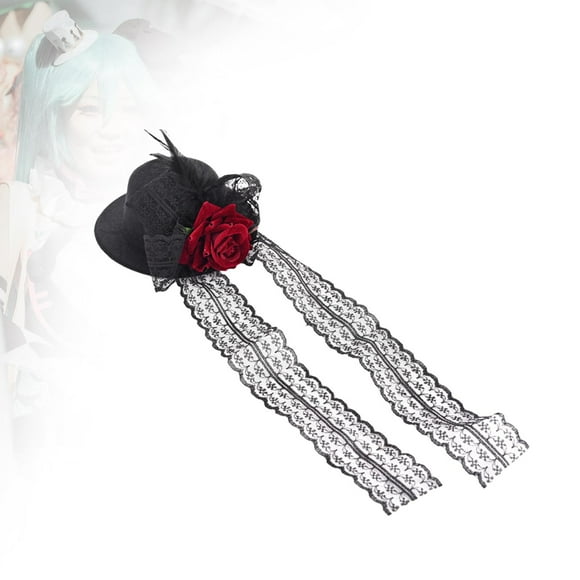 Horquilla Sombrero Pequeño Fernando Mini Sombrero Steampunk Flor Roja