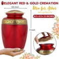 thumbnail image 4 of Handcrafted Aluminum Urn - Decorative Memorial Holder for Ashes and Remembrance (Wine Red & Pure Gold), 4 of 10