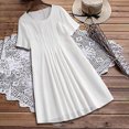 thumbnail image 6 of GaThRRgYP Womens Dresses Plus Size,Women's Fashion Summer Solid Color Round Neck Casual Cotton Linen Dress White XL, 6 of 9