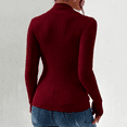 thumbnail image 5 of Women's Criss Cross Front Sweater Wrap V-Neck Ribbed Knit Pullover (Wine, XL), 5 of 5