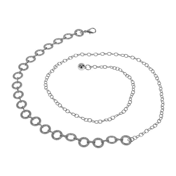 Unique Bargains 1 Pc Adjustable Waist Belt Delicate Circle Adjustable Waist Cord Women Silver Tone