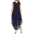 thumbnail image 2 of Sakkas Alexis Embroidered Long Sleeveless Floral Caftan Dress / Cover Up - Midnight Blue - One Size, 2 of 5