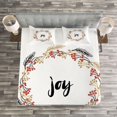thumbnail image 3 of Ambesonne Joy Quilted Bedspread Set 3 Pcs, Wreaths Vintage Design, King Size, Pale Brown Red Black, 3 of 3