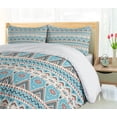 thumbnail image 5 of Ambesonne Aztec Duvet Cover Sets, Geometric Themed Striped Art, 2-King, Champagne Pale Sky Blue, 5 of 7