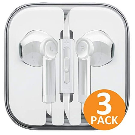 Headphones 3-Pack in-Ear Earbuds Earphones to 3.5mm Compatible iPhone iPad iPod Android Stereo Earphone Wired Active Noise Cancelling Mic Remote Control (Best Iphone Compatible Earbuds)
