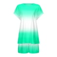thumbnail image 4 of Shorts Sets Women 2 Piece Outfits Everyday Wear Stylish Short Sleeve Gradient Tshirt Active Drawstring Shorts Sporty Suit Summer Outfits For Women Green XL, 4 of 6